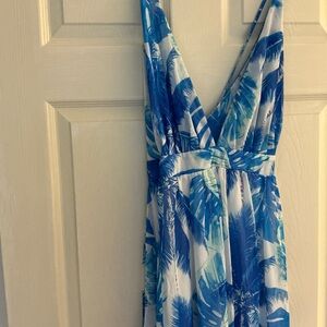 Tropical Blue and Green Maxi Dress